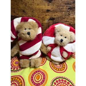 Boyds Collection Christmas Teddy Bears Peppermint Candy & Stocking Cap Set of 2